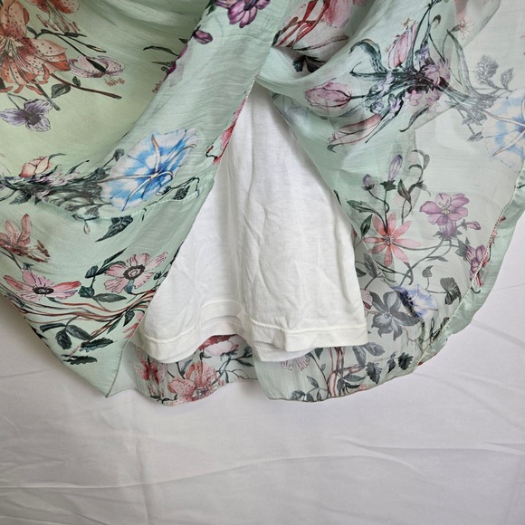 Angela Moda Floral Silk Sheer Lined Blouse, Cottagecore, Mint Green, Size Medium - Picture 5 of 11